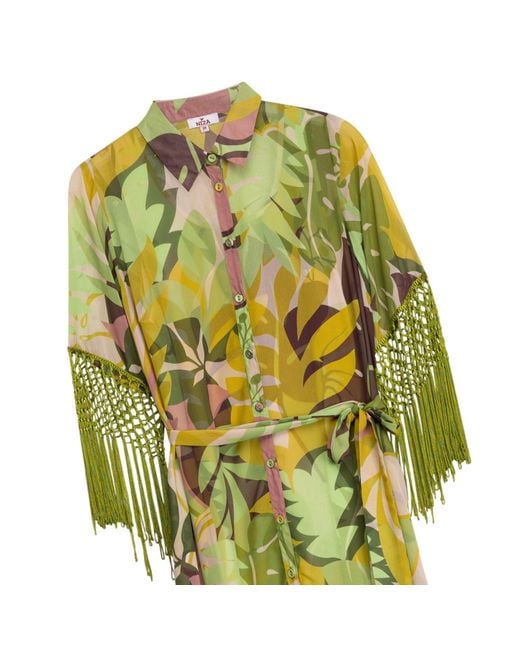 Niza Green Midi Fringed Dress Malia