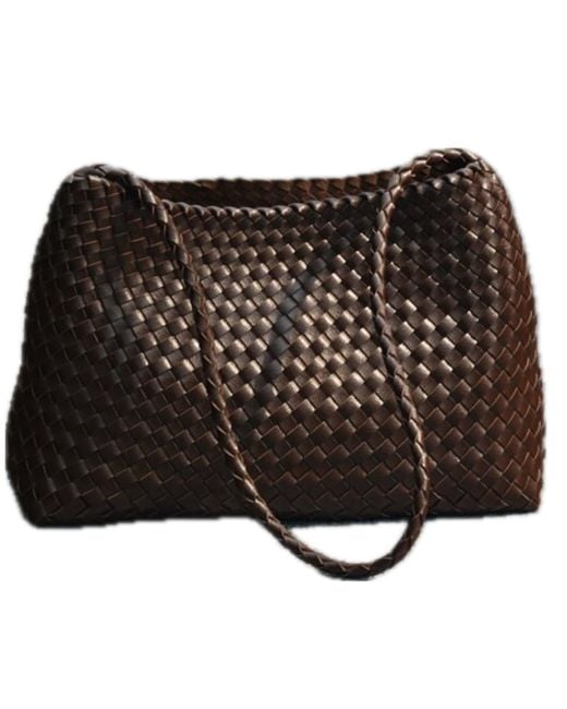 Rimini Brown Hand Weaving Vegan Leather Shoulder Bag 'Suzy'