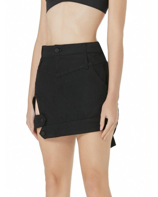 Gao Republic Black Mini Skirt Cut-Out Denim