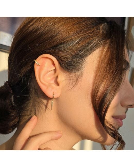 Harfi Metallic Dainty Spike Huggie Small Hoop Plated Earrings