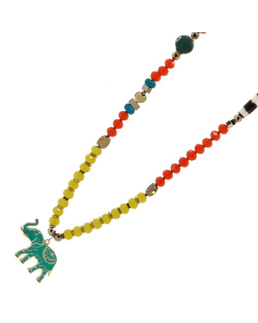 Ebru Jewelry Yellow Good Fortune Elephant Colorful Beaded Necklace
