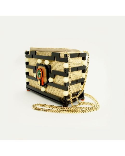 Gissa Bicalho Metallic Neutrals Acrylic Handmade Bag Clutch Marajo