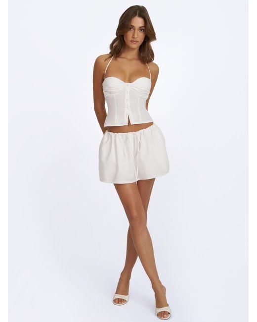Miss Circle New York White Waverly Cotton Poplin Button-Front Sweetheart Halter Top