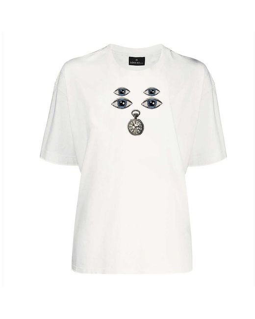 LOVEIST STORE White Alice Cotton Embroidered Short Sleeve Tshirt