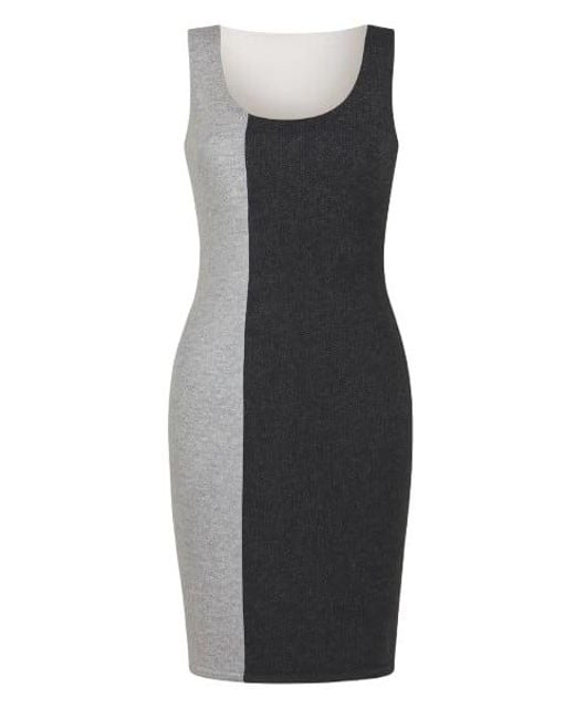 Conquista Black Sleeveless Two Tone Knit Dress