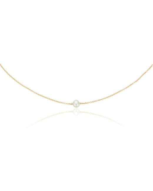Lily & Roo Metallic Solid Single Pearl Choker Necklace
