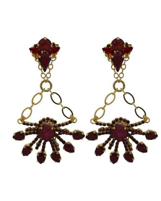 Vicki Sarge Brown Yuletide Burst Chandelier Earrings