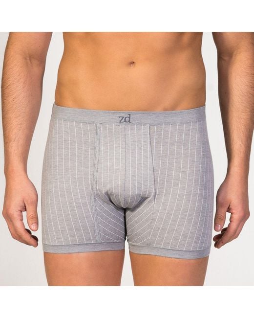 Zd - Zero Defects Gray Helios Diplomatic Fly Front Boxer Egyptian Cotton for men