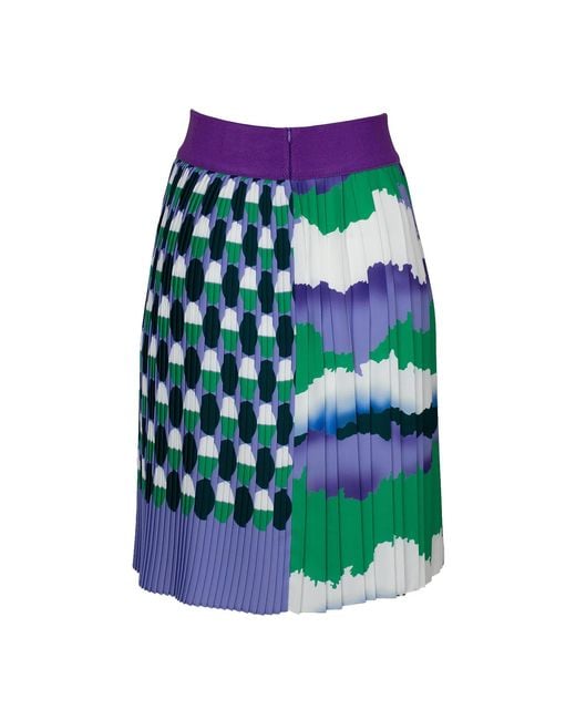 Lalipop Design Green Knee-Length Pleated Skirt With Wavey & Polka Dot Print