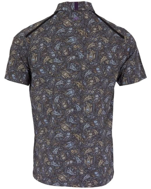 Lords of Harlech Gray Pietro Madrid Paisley Polo Shirt for men