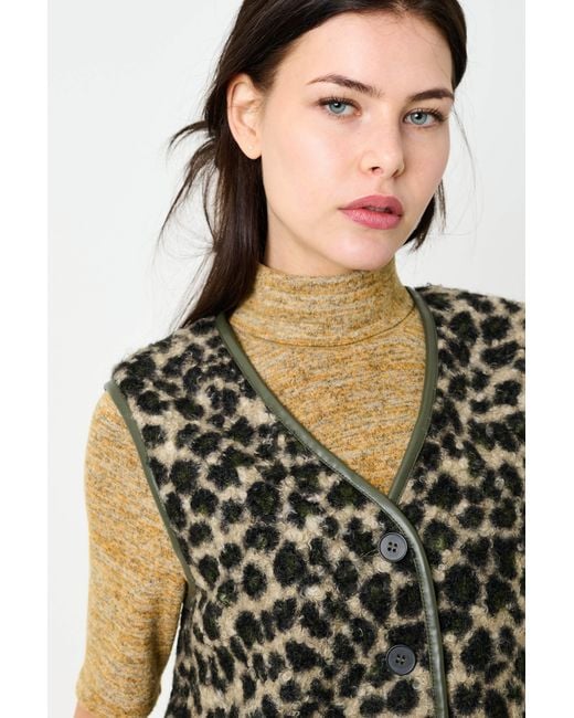 Louche Black Chris Animal Print Gilet