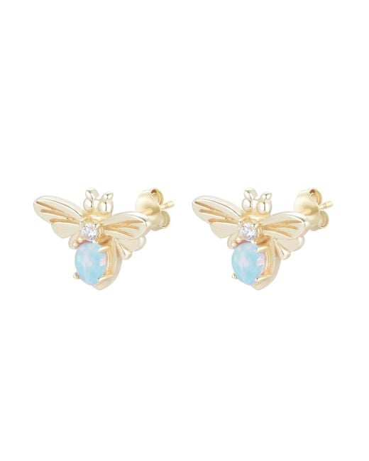 KAMARIA Metallic Opal Bee Stud Earrings