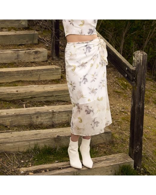 Italia A Collection Natural Neutrals Floral Wrap Pencil Skirt