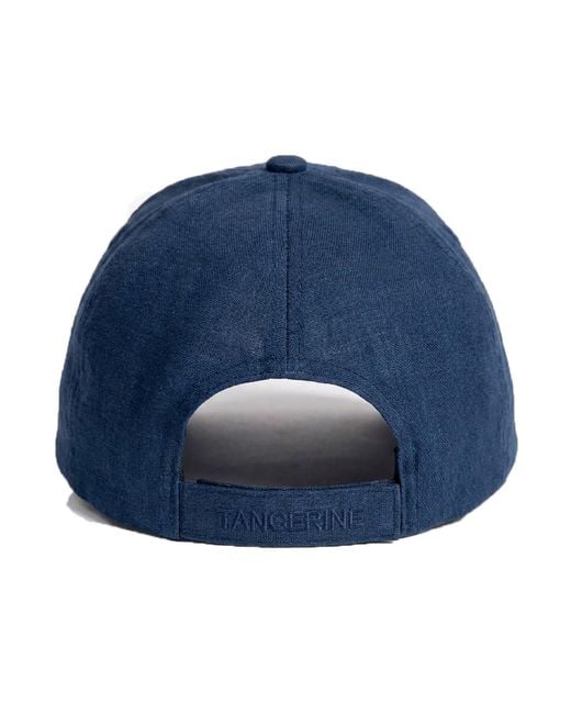 Maison Tangerine Blue Linen Baseball Hat Deep