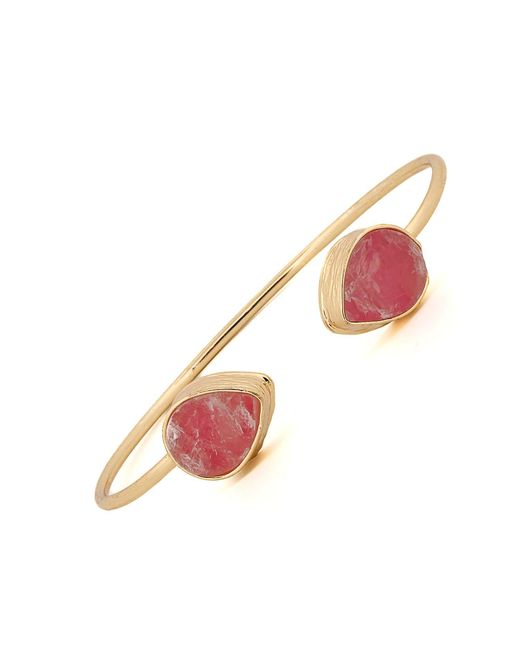 Ebru Jewelry Pink Cleopatra Agate Gemstone Cuff Bracelet
