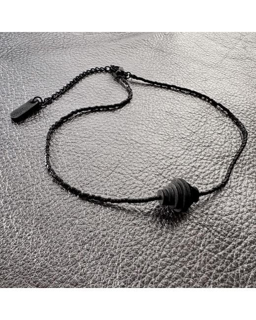 WAIWAI Black Node Beaded Leather Necklace