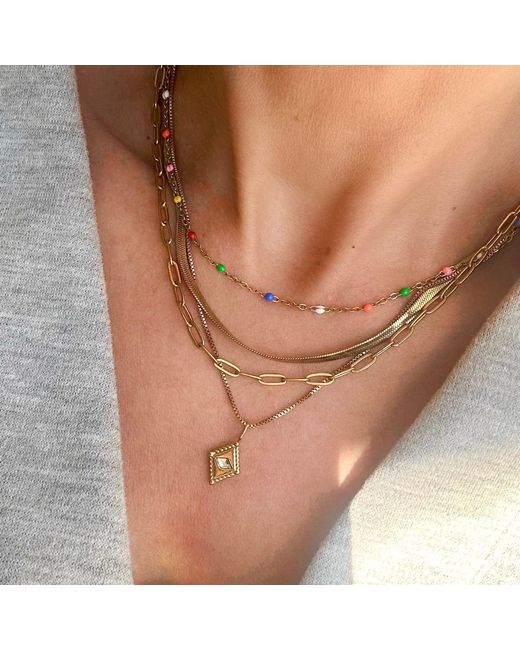 Evie Jewelry Metallic Colour Wave Fine Beaded Waterproof Necklace
