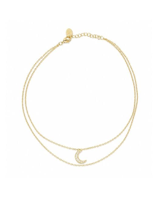 Argento Vivo Metallic Double Chain & Moon Anklet