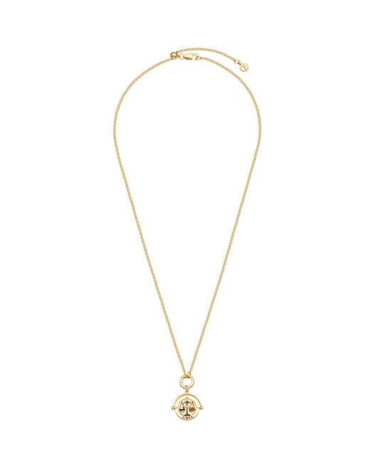 Fable England Metallic Libra Zodiac Spinner Necklace
