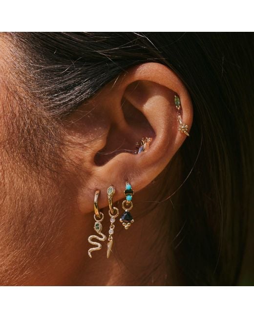 Zohreh Blue Tourmaline & Huggie Hoop Earring 9K