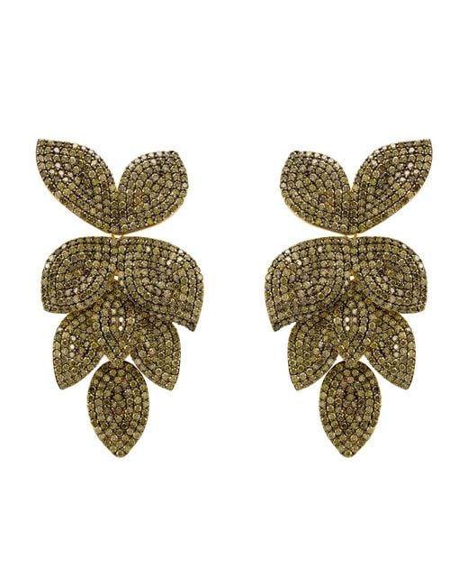 Latelita London Green Petal Cascading Flower Earrings Peridot Cz