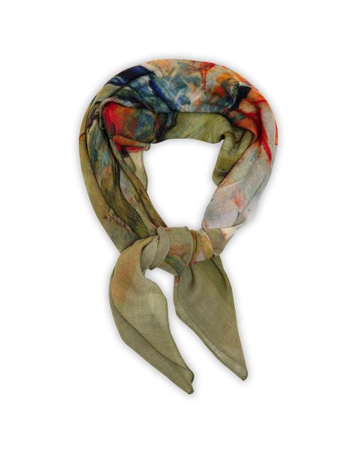 Alie Street London Green Amara Silk Wool Scarf Paradise Bloom