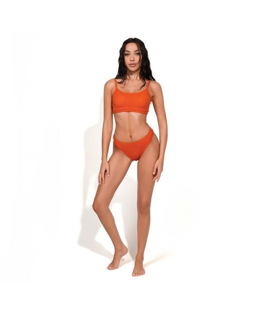 Maison Tangerine Orange Ibiza Textured Crinkle Bikini