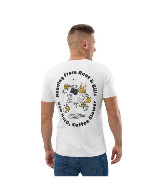 Anchor and Crew White Gustatory Coffee Over Bills Organic Cotton Embroidered T-Shirt for men