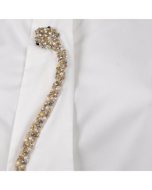 House of Laines London White Laines Couture Hand Embellished Crystal Snake Tie Shirt