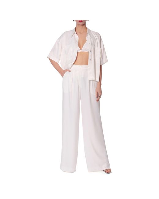 AGGI by HALEWSKI White Olivia Bright Wide Trousers