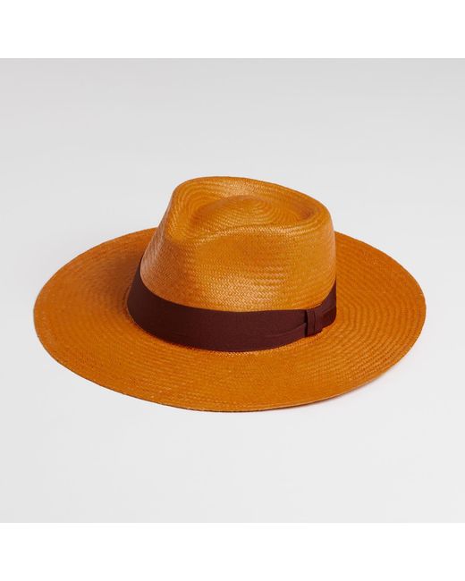 Dasmarca Hats Brown Dasmarca Albert Wide Brim Summer Genuine Panama Straw Hat For - Amber