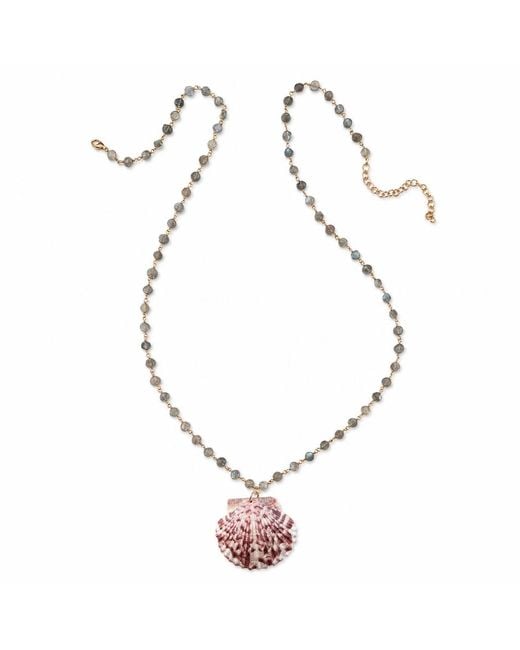 Heather Hawkins Jewelry Metallic Extra Long Scallop Shell Coin Gemstone Necklace for men