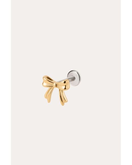Vanhi Metallic Bow Threadless Flat Back Titanium Cartilage Stud