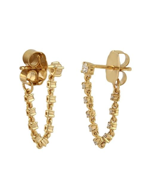 Artisan Metallic 14K Prong Diamond Chain Drop Earrings