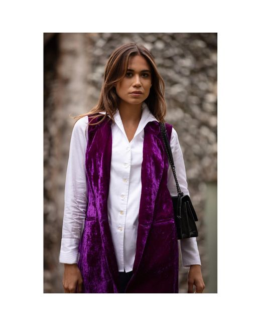 At Last Purple Long Silk Velvet Waistcoat