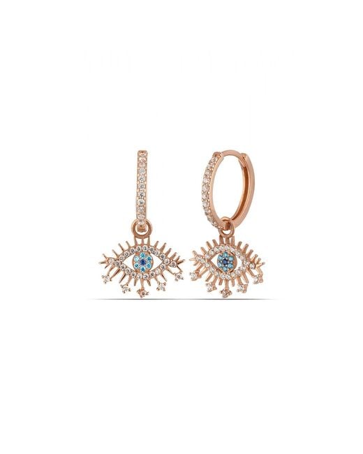 Spero London Metallic Evil Eye Earring Eye Eyelash Pave Sterling Earring