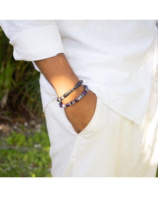 Ebru Jewelry Metallic Agate Aura Bracelet for men