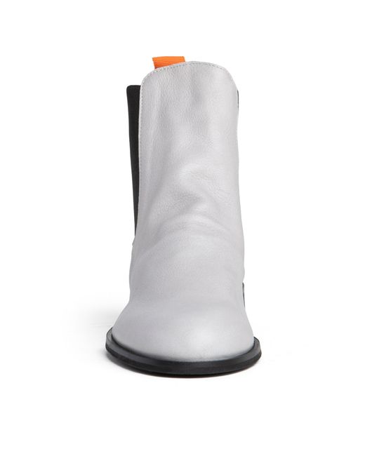 Beautiisoles by Robyn Shreiber Made in Italy White Neutrals Reba Off- Leather Flat Chelsea Ankle Bootie