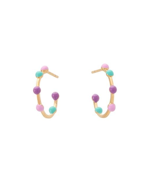 Dolcetto Designs Pink Bolla Hoop Earrings Vermeil And Enamel