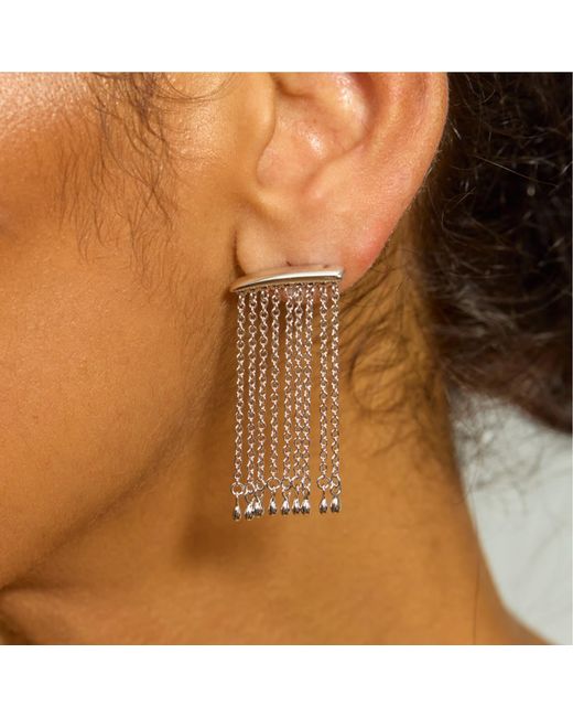 Lucy Quartermaine White Solid Sterling Waterfall Rain Earrings