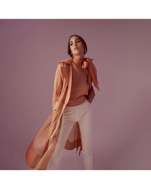 Lita Couture Brown See Through Organza Trench Coat