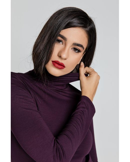 Conquista Purple Turtle Neck Top By