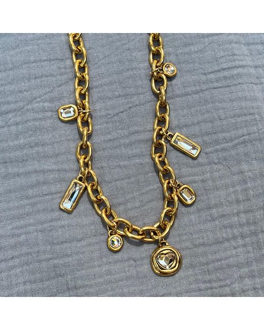 Sccollection Metallic Daisy Rhinestone Necklace