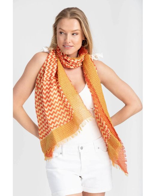 Saachi Orange Mabel Chevron Scarf
