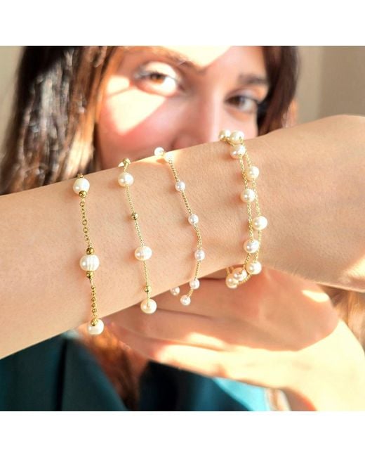 Harfi Metallic Natural Freshwater Pearl Bracelet Bridesmaid Gift