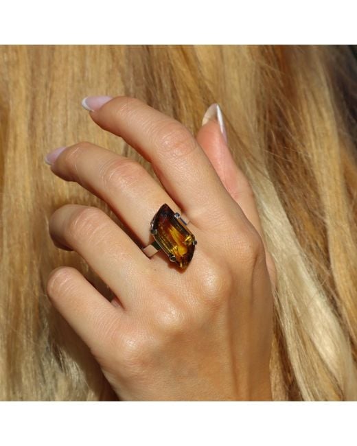Mineralgems•Studio White Cognac Citrine Quartz Ring