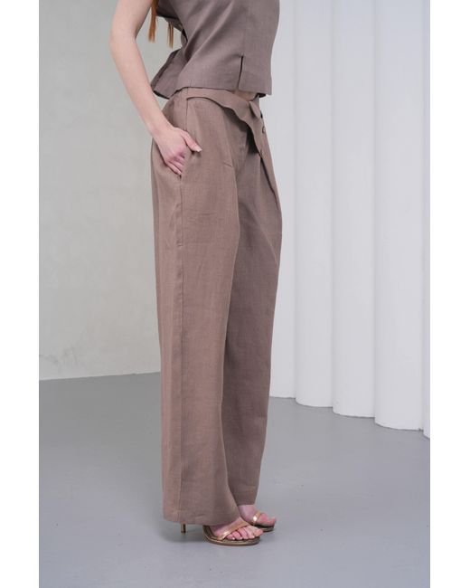 Lumina Eligma Brown The Wrapline Linen Trouser