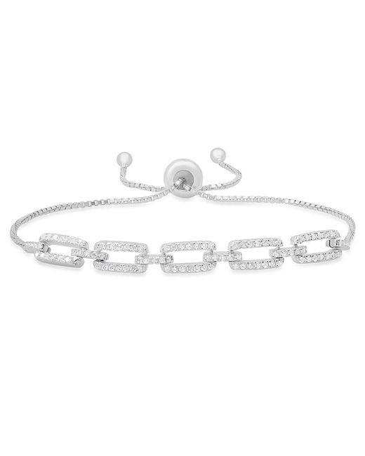 Kylie Harper Metallic Diamond Cz Paperclip Adjustable Bracelet