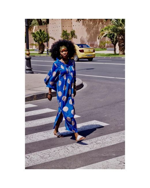 At Last Blue Cotton Annabel Maxi Dress