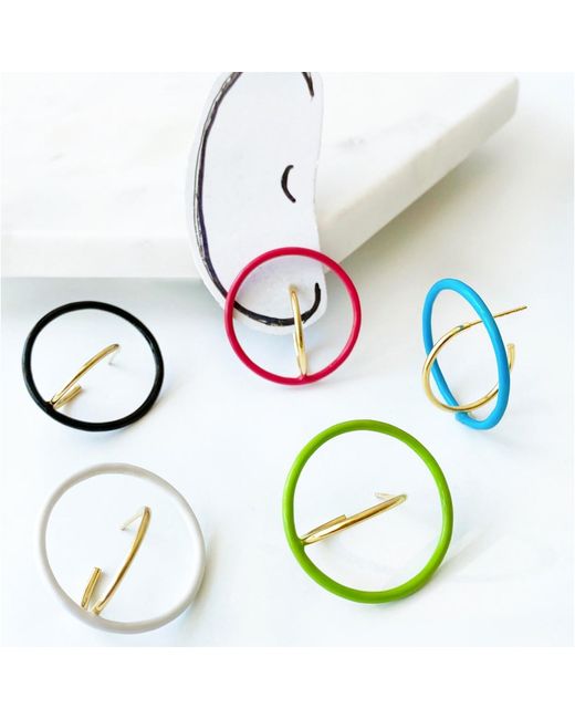 Gold & Honey Green Floating Enamel Earrings